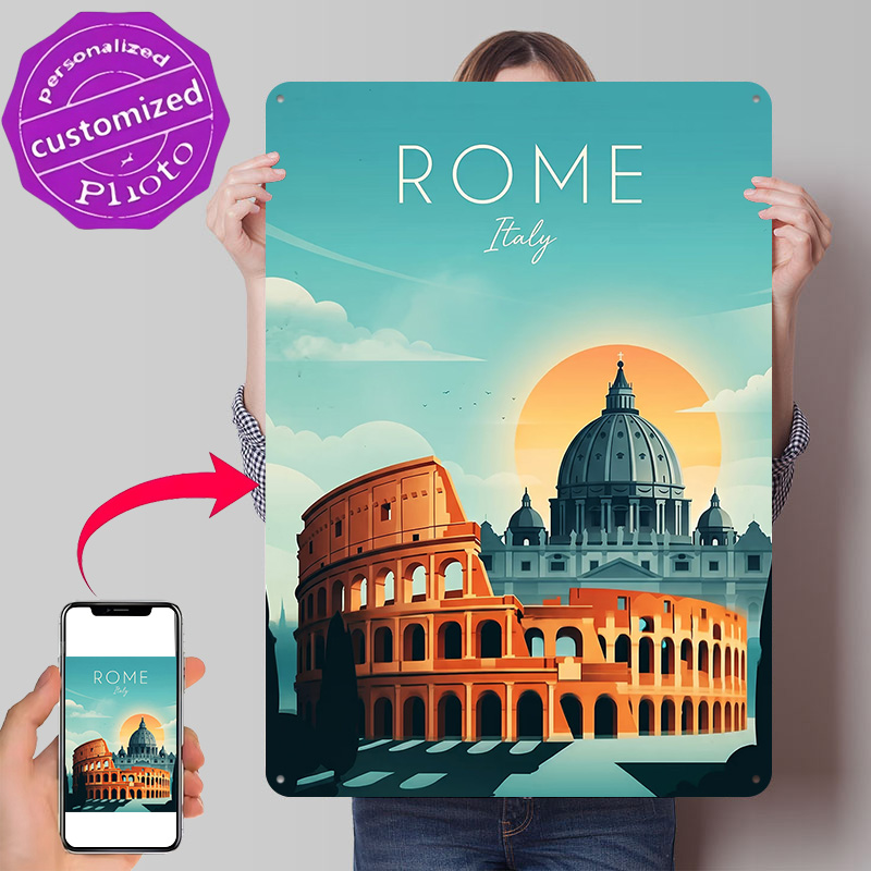 Travel Accessories Rome - Póster metálico de viaje a Roma,