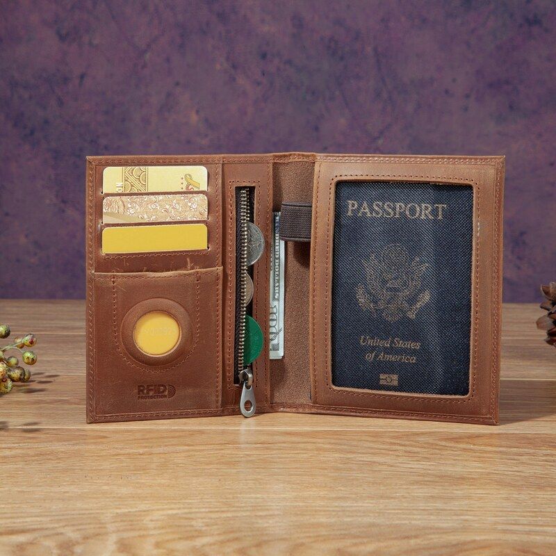 Travel Accessories Wallet - Elegante Porta Pasaportes Unisex de Cuero